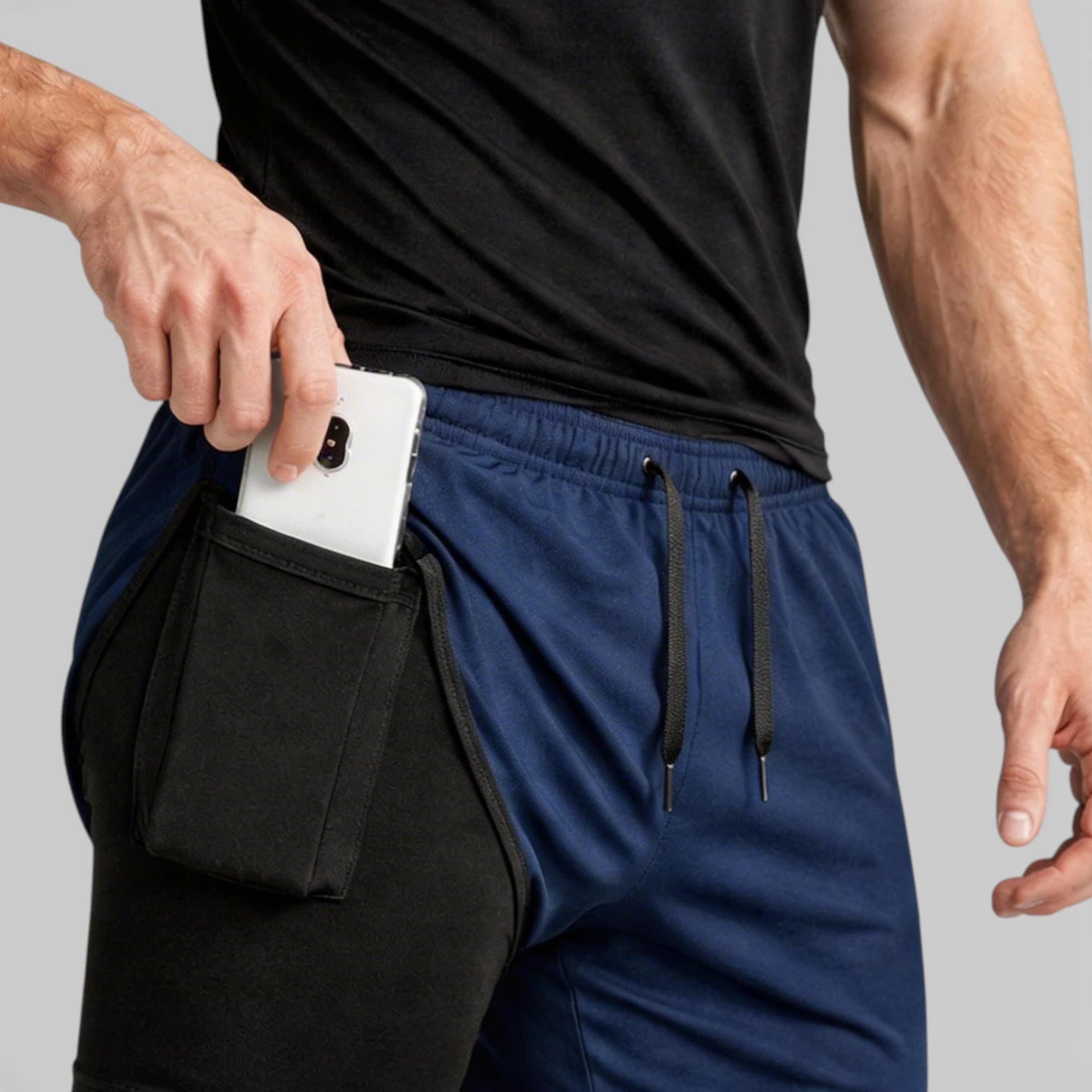 Athletic T-Shirt Drawstring Shorts Two-Piece Set for Men