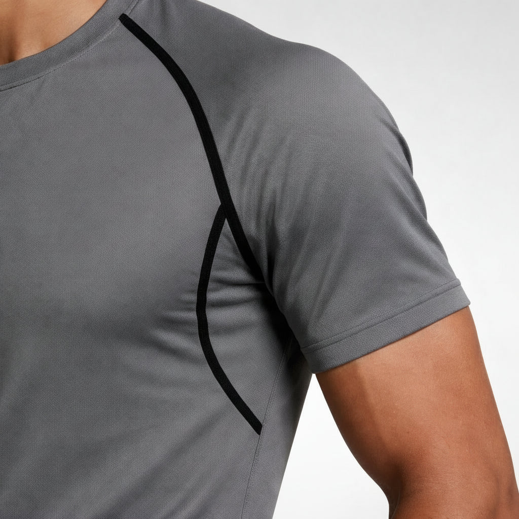 Crew Neck Athletic T-Shirt Contrast Panel for Men