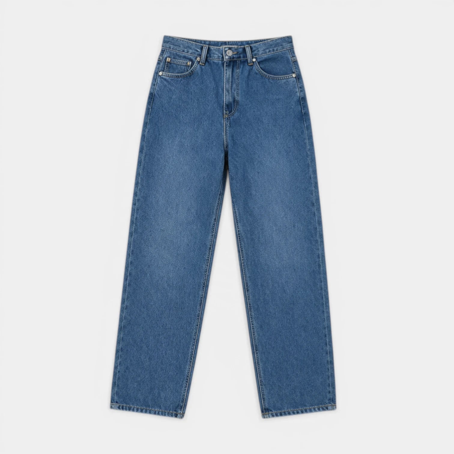 Straight Leg Jeans Five Pocket Button Fly for Men