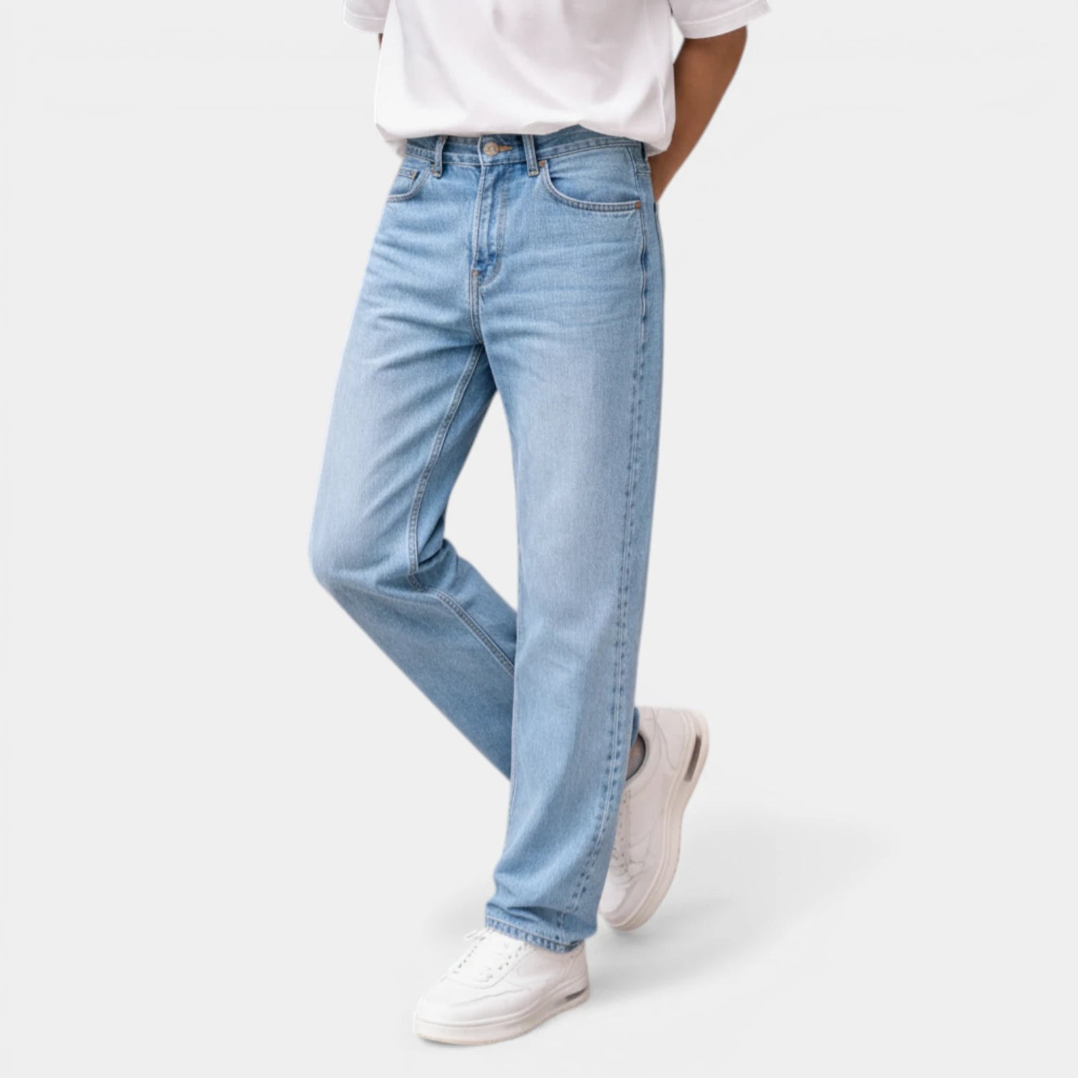 Straight Leg Jeans Five Pocket Button Fly for Men