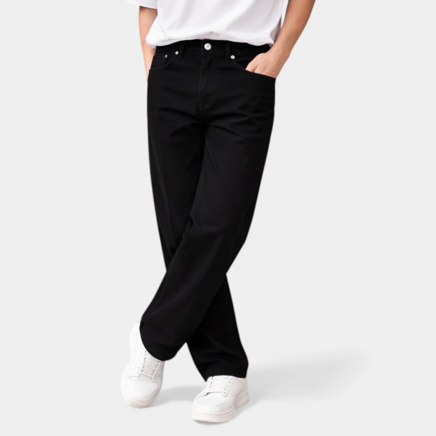 Straight Leg Jeans Five Pocket Button Fly for Men