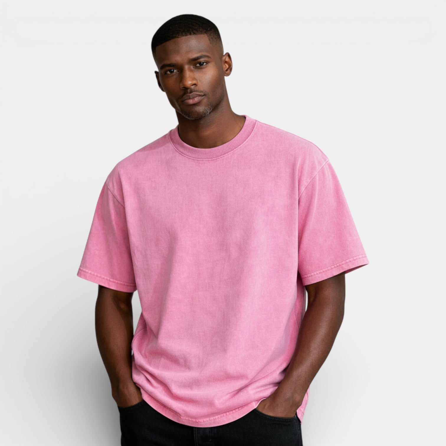 Washed Short Sleeve Pullover Tee Relaxed Fit for Men