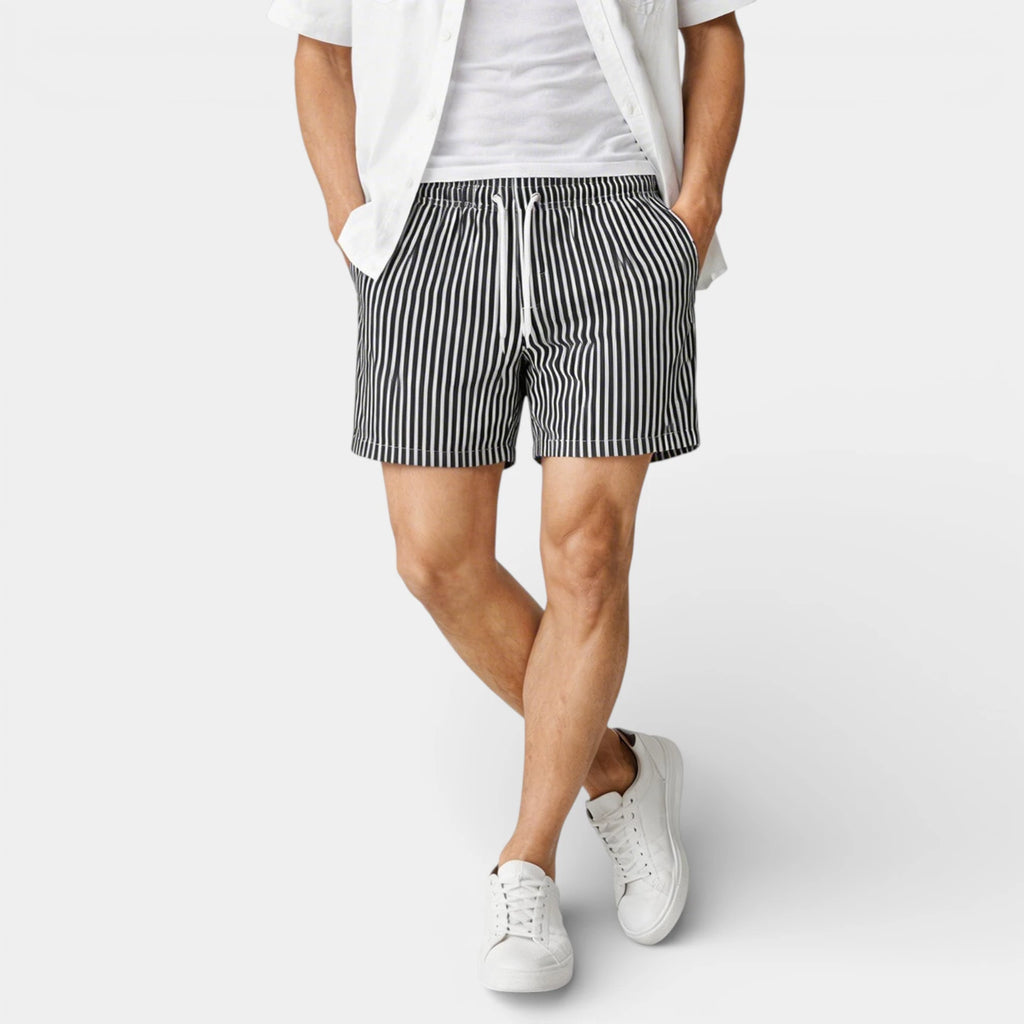 Striped Drawstring Shorts Elastic Waist Relaxed Fit for Men