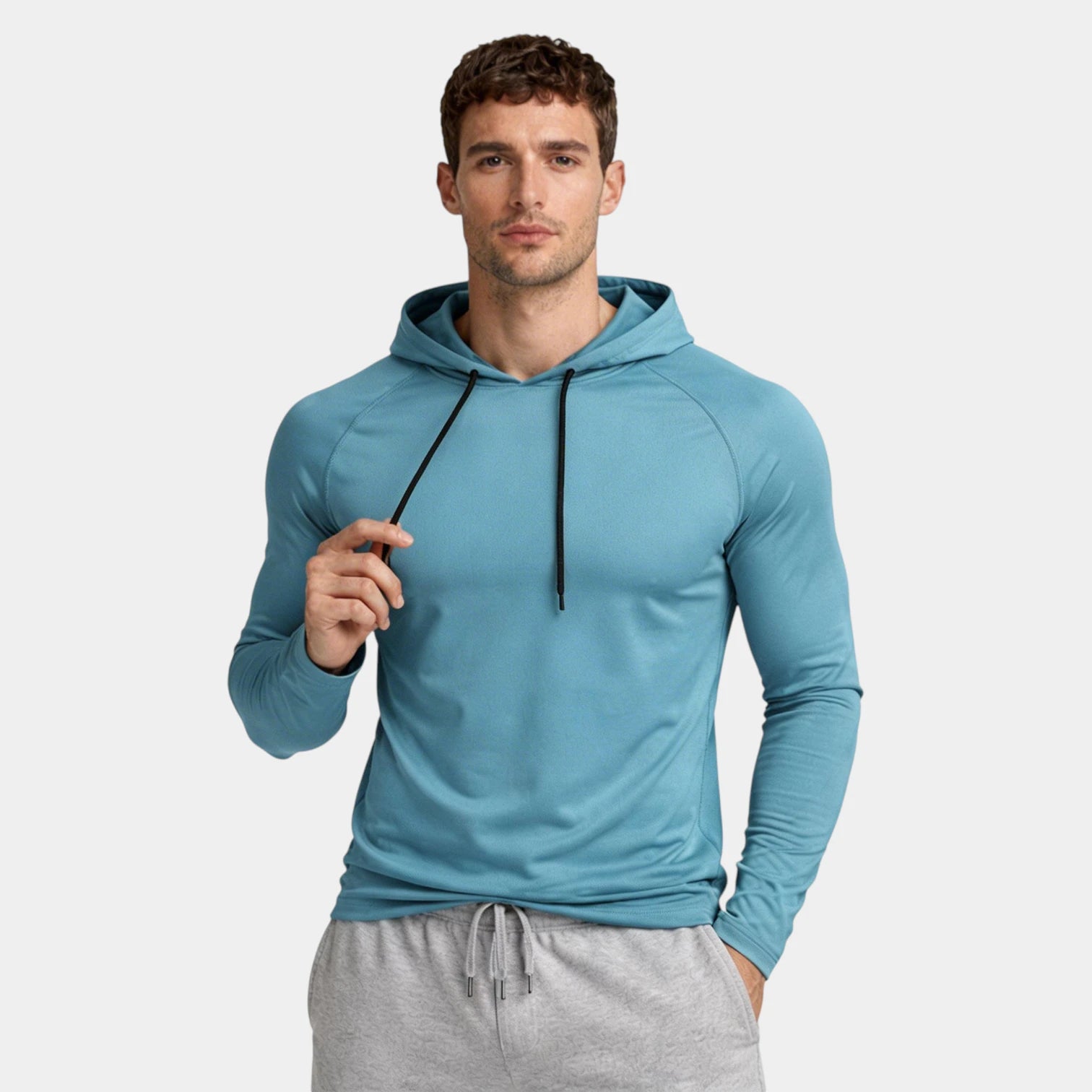 Slim Fit Gym Pullover Hoodie Long Sleeve for Men