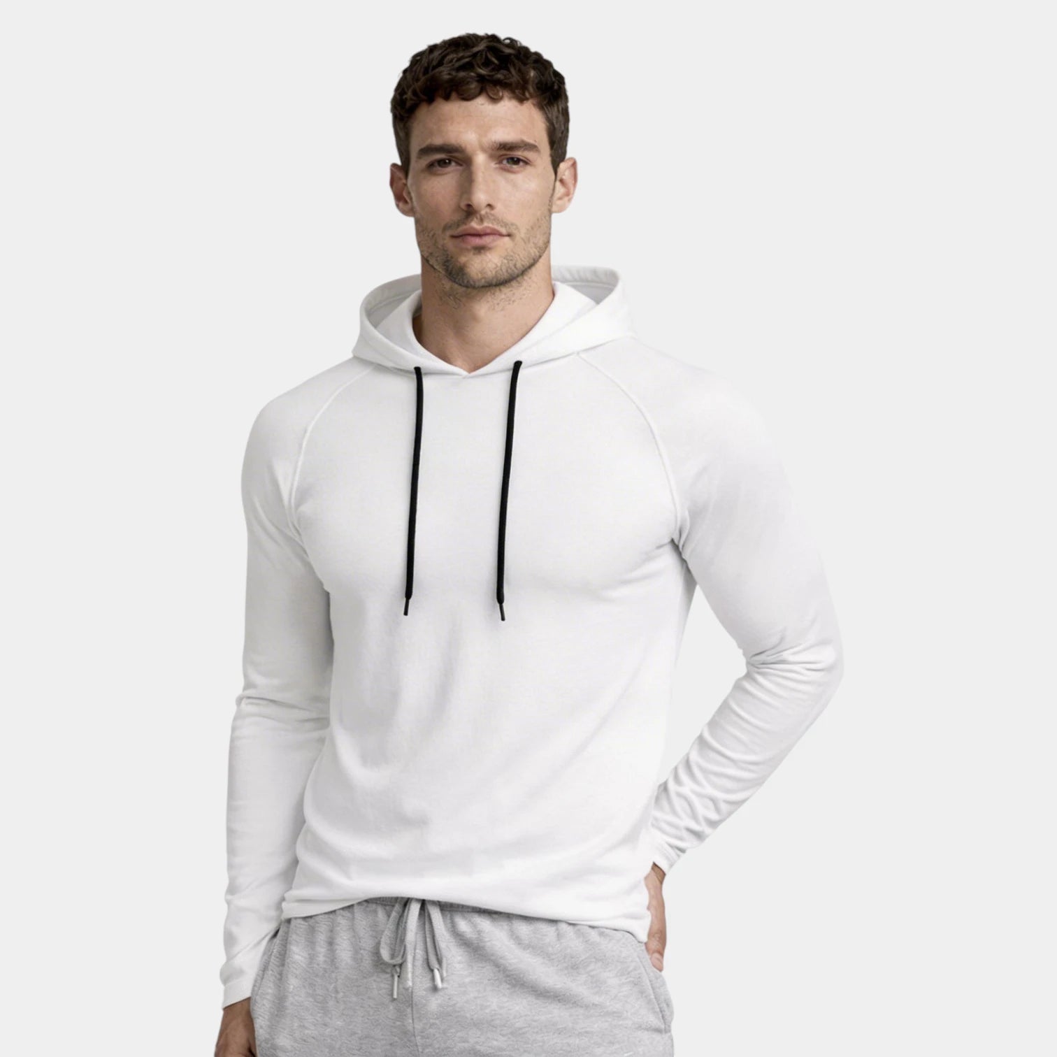 Slim Fit Gym Pullover Hoodie Long Sleeve for Men