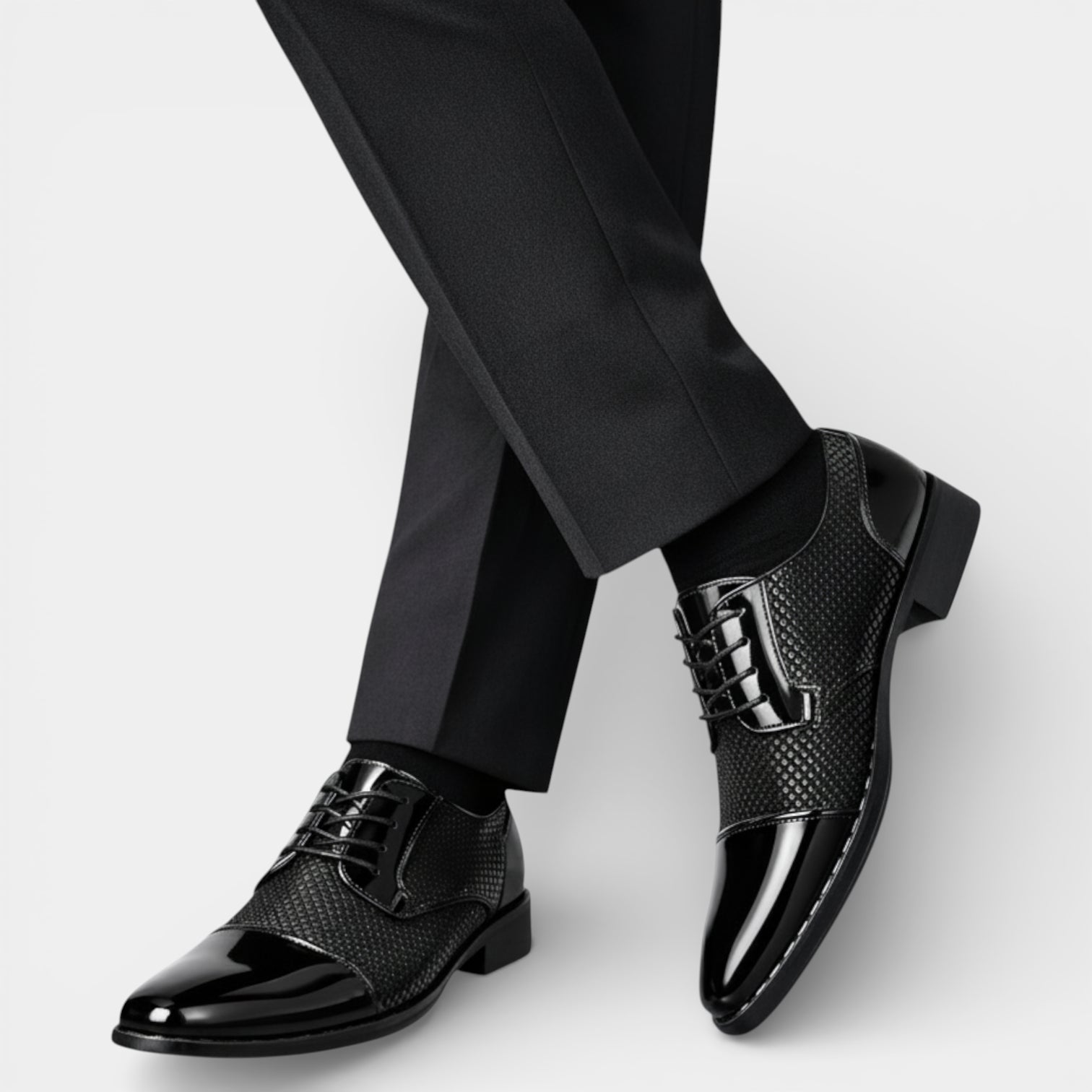 Lace-Up Dress Shoes Textured Upper Sleek for Men