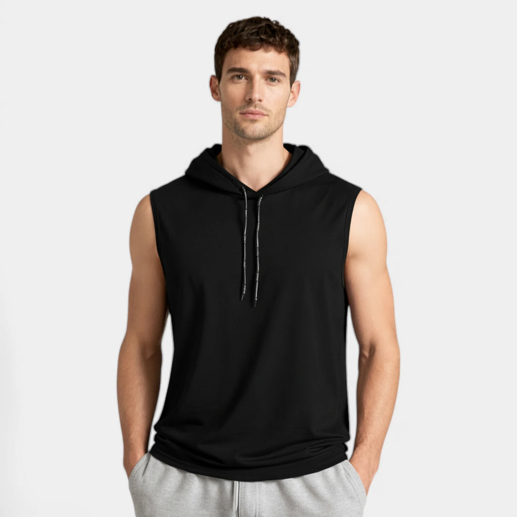 Sleeveless Drawstring Hooded Pullover Relaxed Fit for Men
