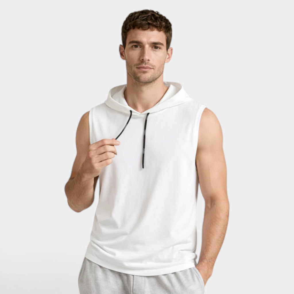Sleeveless Drawstring Hooded Pullover Relaxed Fit for Men