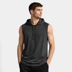 Sleeveless Drawstring Hooded Pullover Relaxed Fit for Men