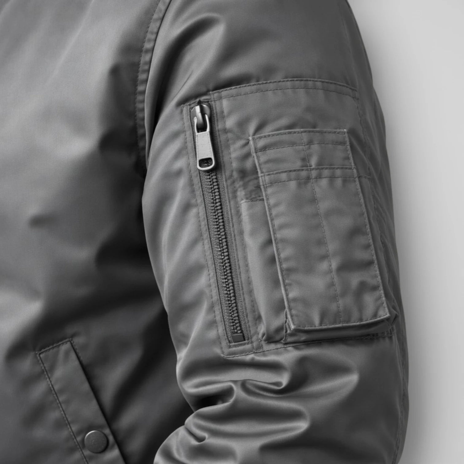 Regular Fit Zip-Up Bomber Jacket Ribbed for Men