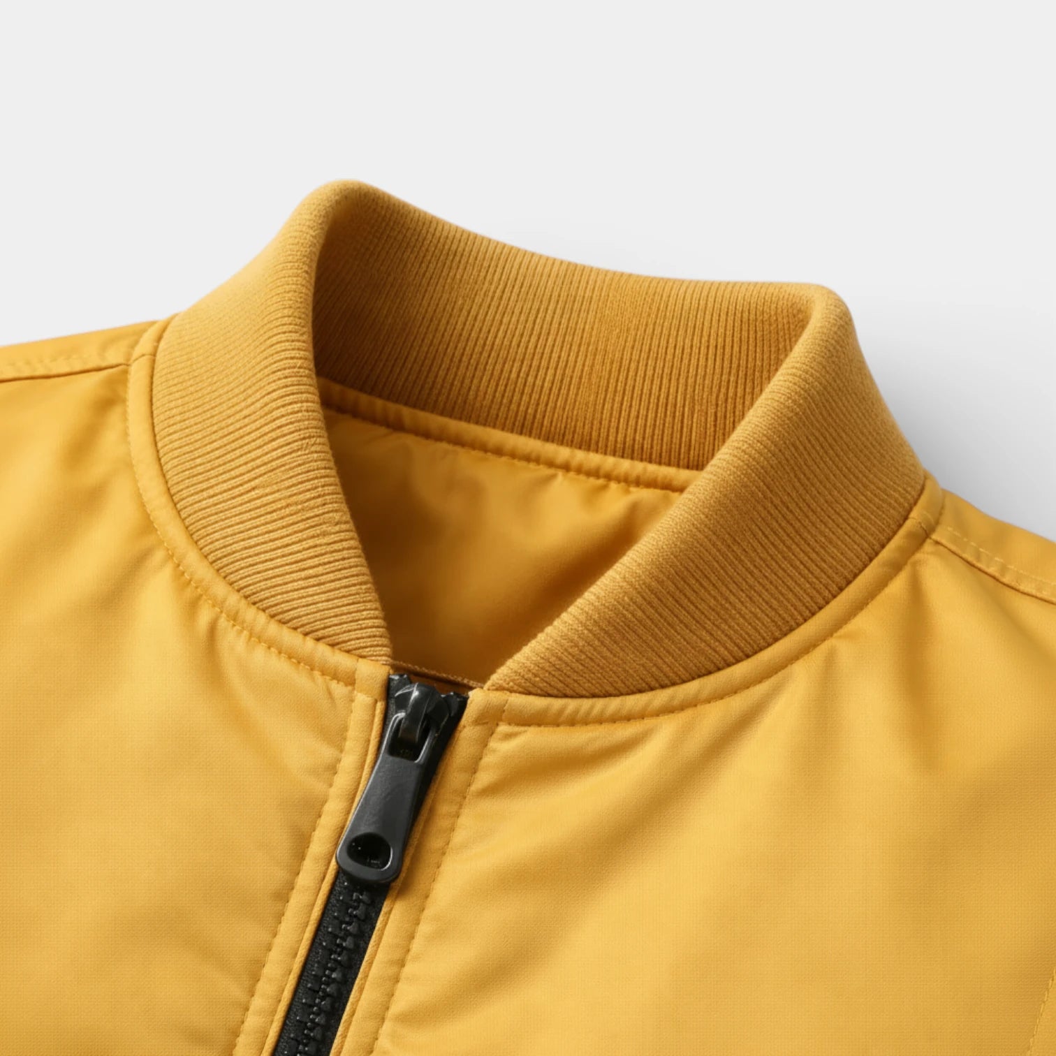 Regular Fit Zip-Up Bomber Jacket Ribbed for Men