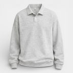 Long Sleeve Polo Pullover Ribbed Cuffs Relaxed Fit for Men