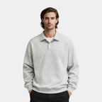 Long Sleeve Polo Pullover Ribbed Cuffs Relaxed Fit for Men