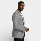 Single-Button Houndstooth Blazer Notch Lapel for Men