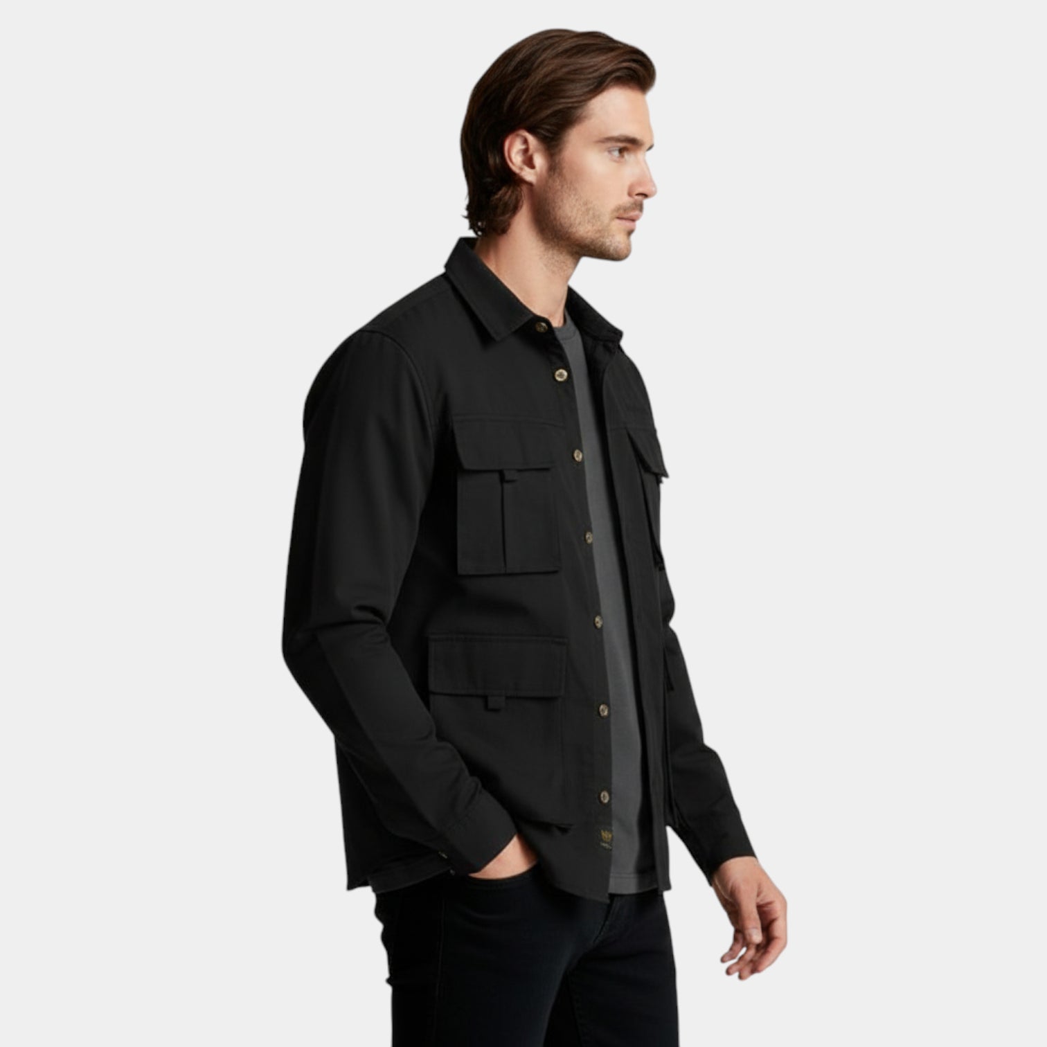 Utility Shirt Jacket Multi-Pocket Regular Fit for Men