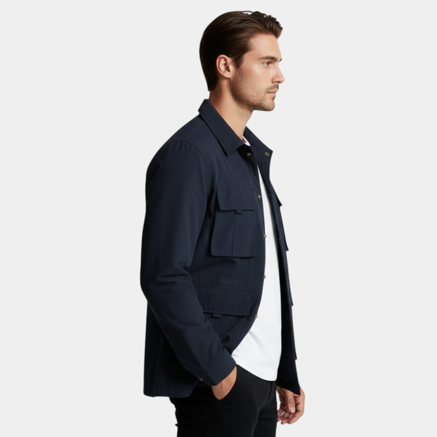 Utility Shirt Jacket Multi-Pocket Regular Fit for Men