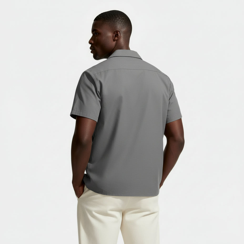 Short Sleeve Button-Up Panel Shirt Regular Fit for Men
