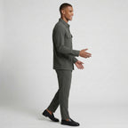 Ribbed Texture Button-Up Shirt Pants Set for Men