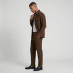 Ribbed Texture Button-Up Shirt Pants Set for Men