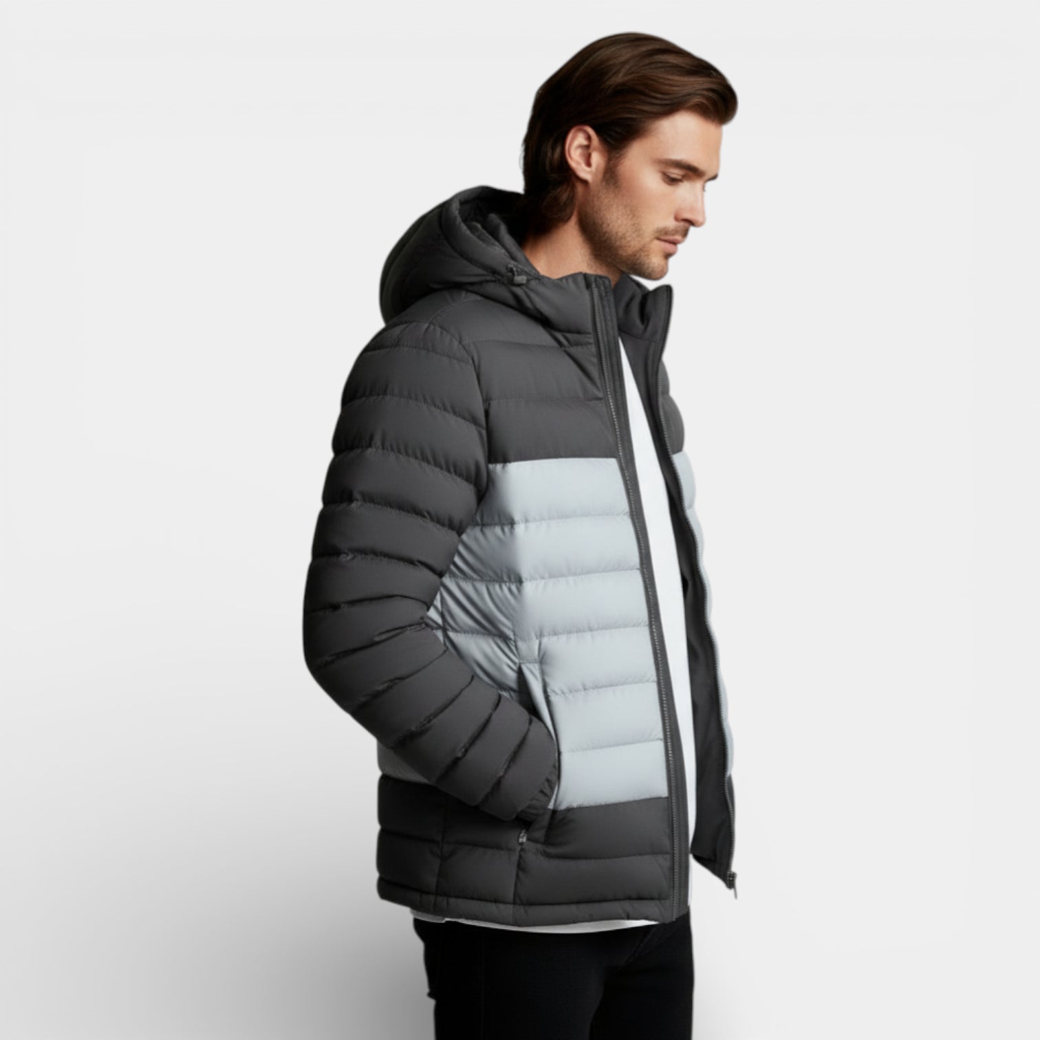 Lightweight Zip-Up Quilted Puffer Jacket for Men