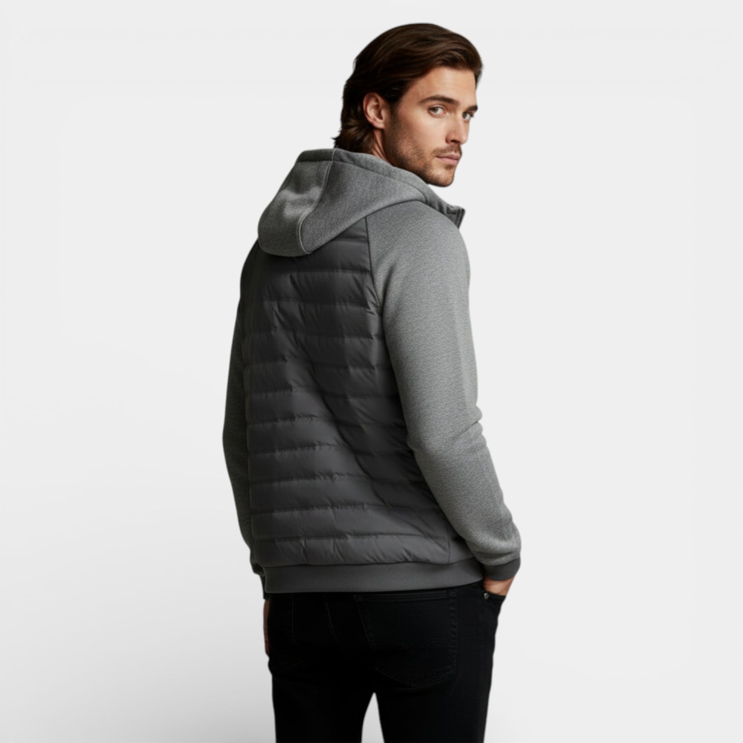 Quilted Hooded Zip-Up Bomber Jacket for Men