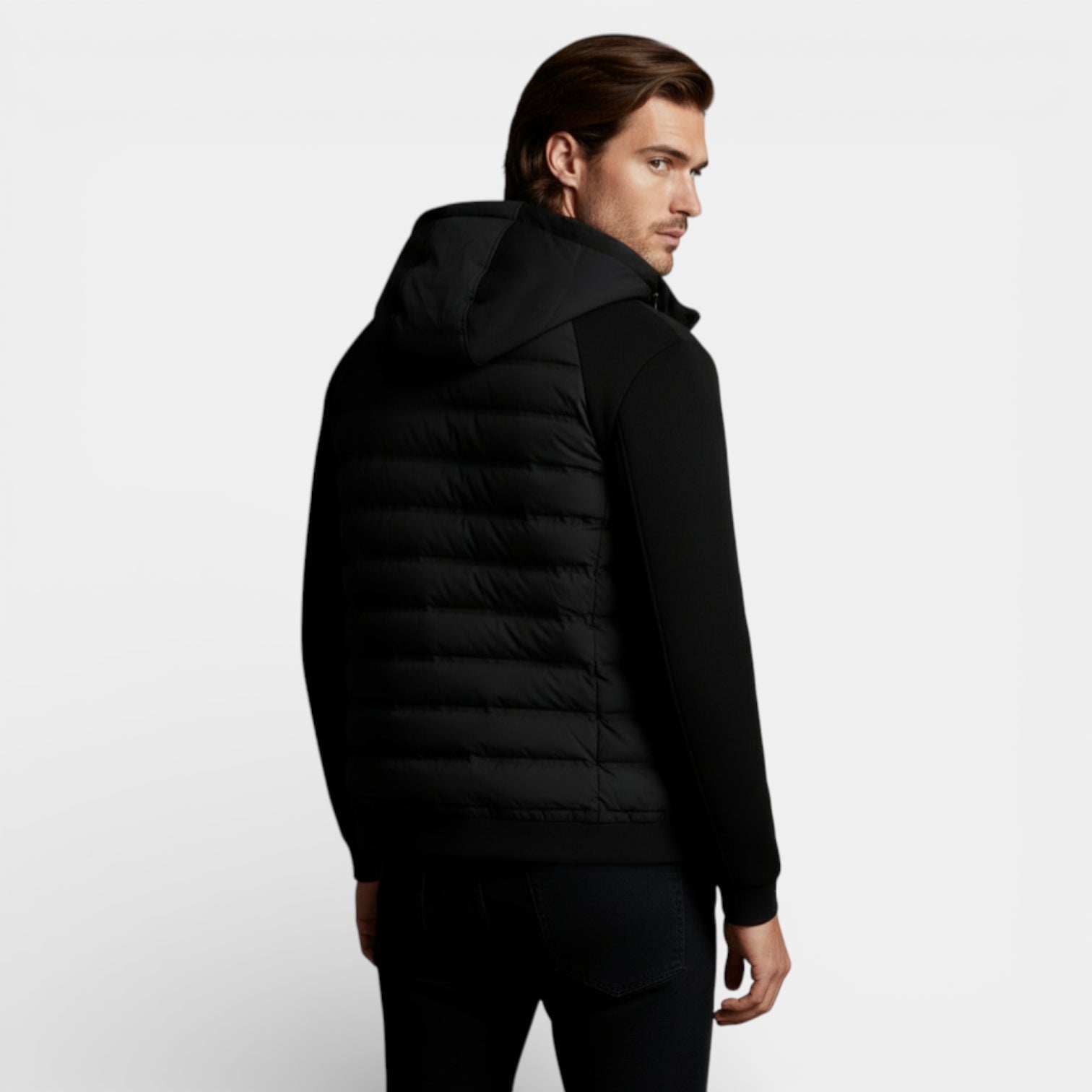 Quilted Hooded Zip-Up Bomber Jacket for Men