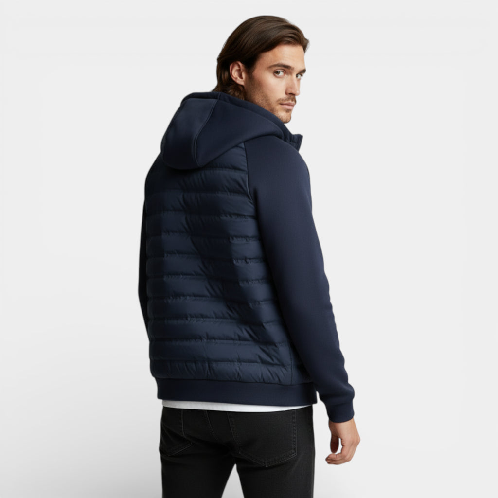 Quilted Hooded Zip-Up Bomber Jacket for Men