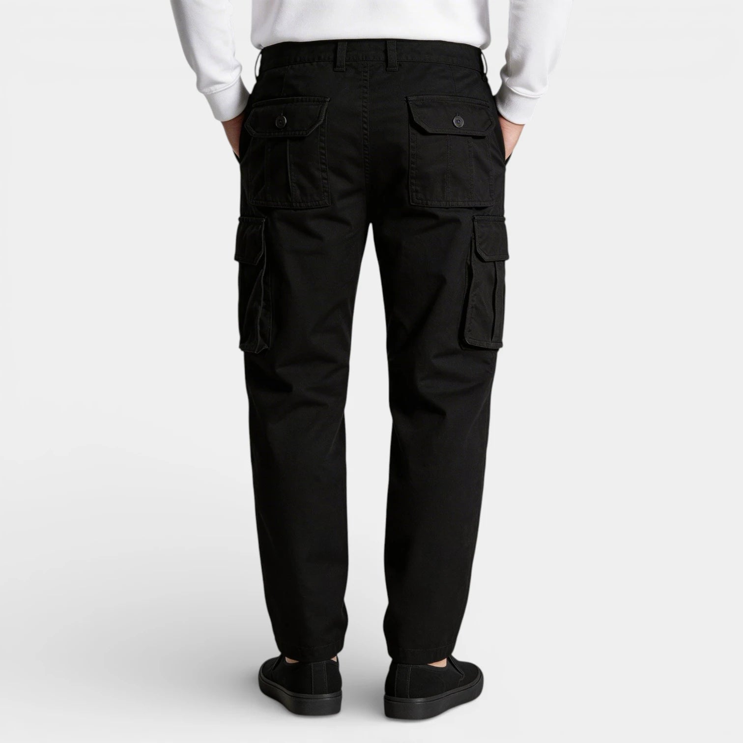 Cargo Pants Straight Fit Button Waist Flap Pockets for Men