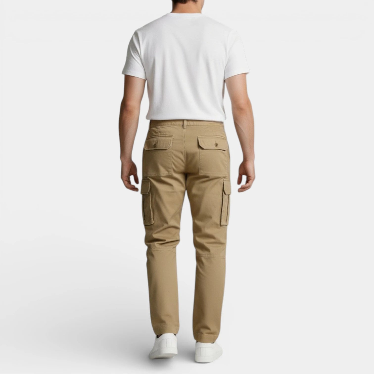 Cargo Pants Straight Fit Button Waist Flap Pockets for Men