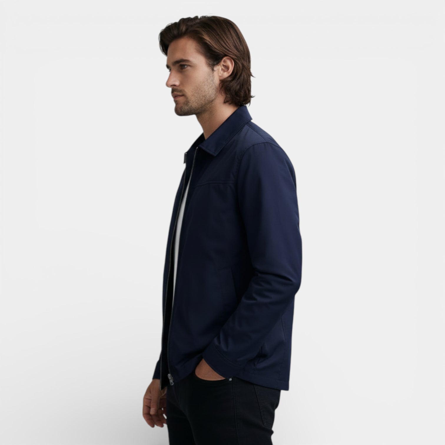 Zip-Up Polo Collar Jacket Regular Fit for Men