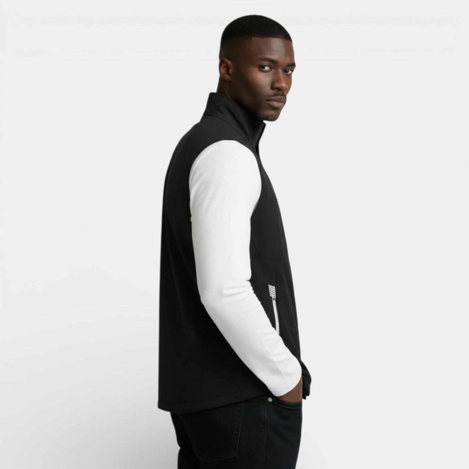 Slim Fit Zip-Up Stand Collar Vest for Men