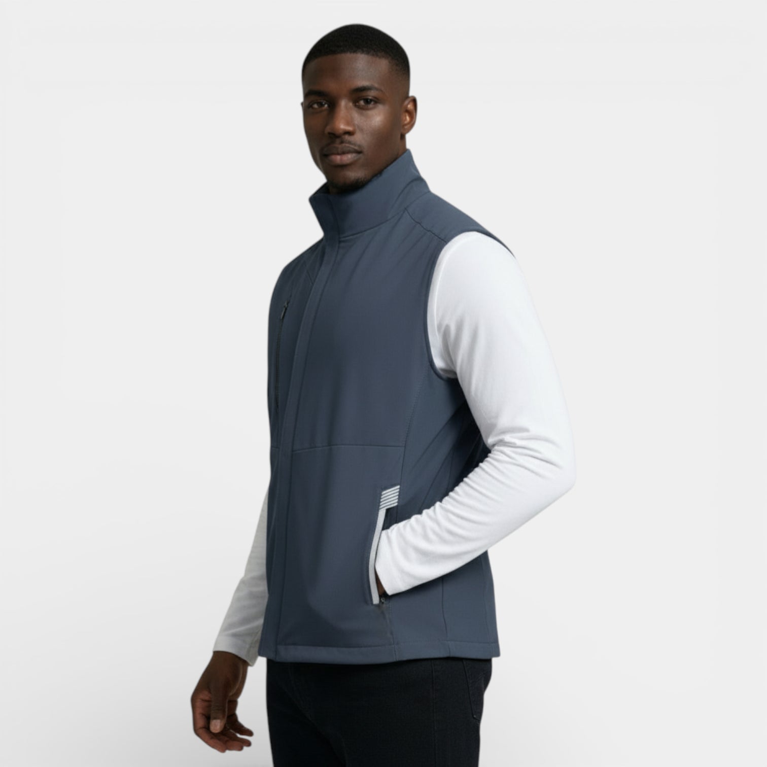 Slim Fit Zip-Up Stand Collar Vest for Men