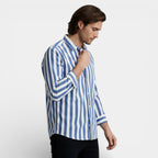 Striped Button-Up Shirt Long Sleeve Regular Fit for Men