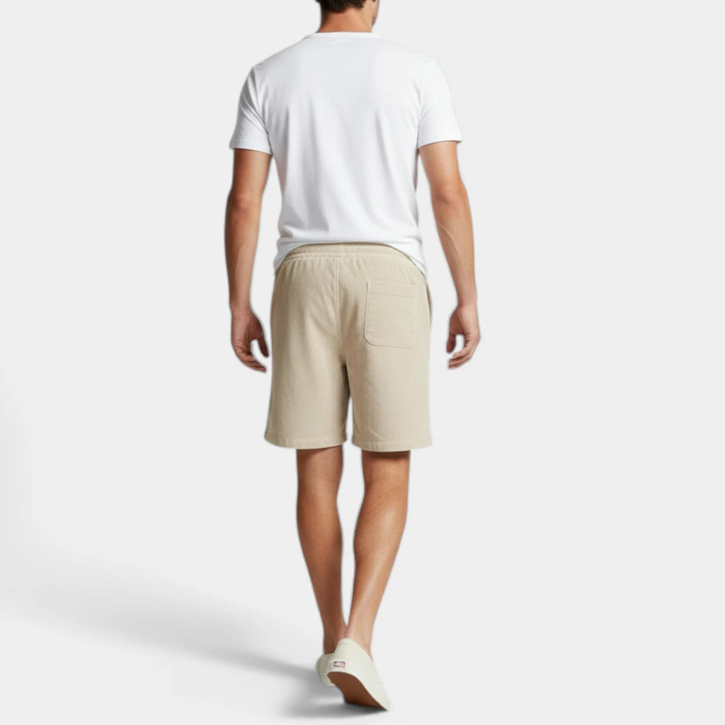 Corduroy Drawstring Shorts Elastic Waist Relaxed Fit for Men