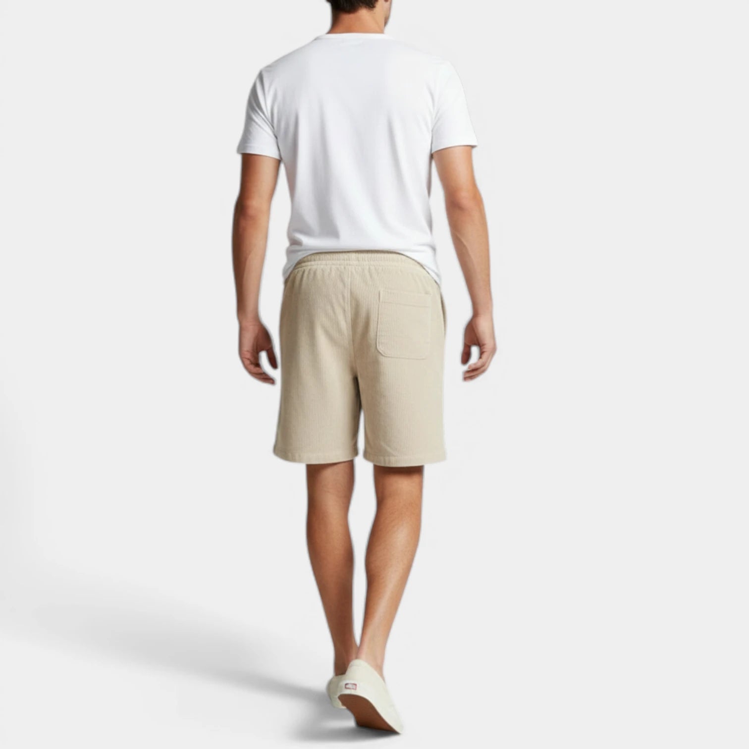 Corduroy Drawstring Shorts Elastic Waist Relaxed Fit for Men