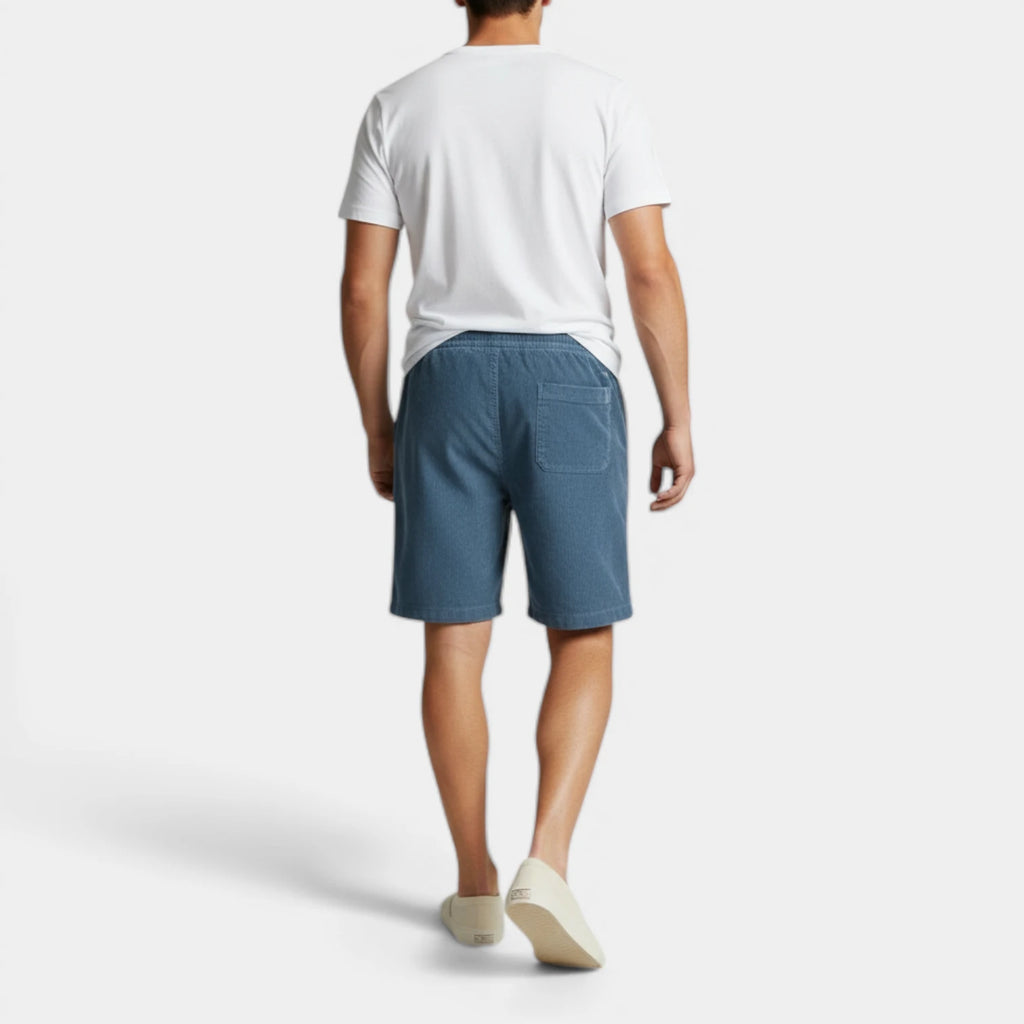 Corduroy Drawstring Shorts Elastic Waist Relaxed Fit for Men