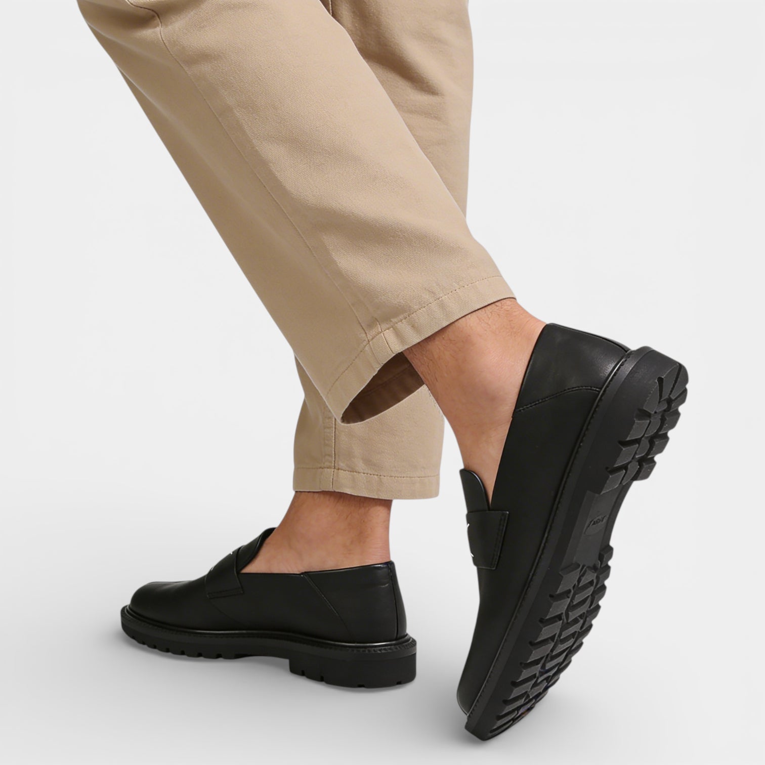 Split-Toe Leather Loafer Dress Shoes Slip-On for Men