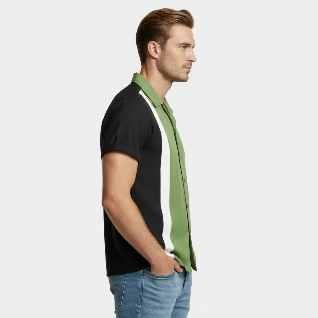 Short Sleeve Camp Collar Button-Up Shirt for Men
