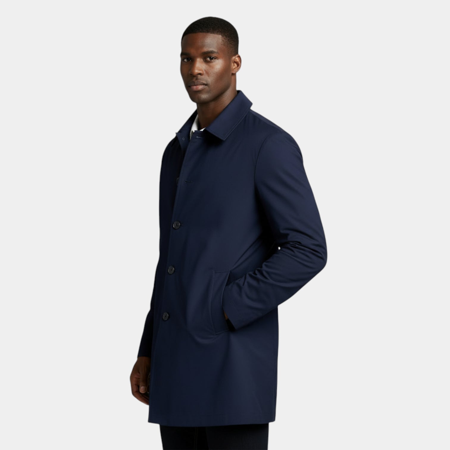 Button-Front Mid-Length Coat Regular Fit for Men