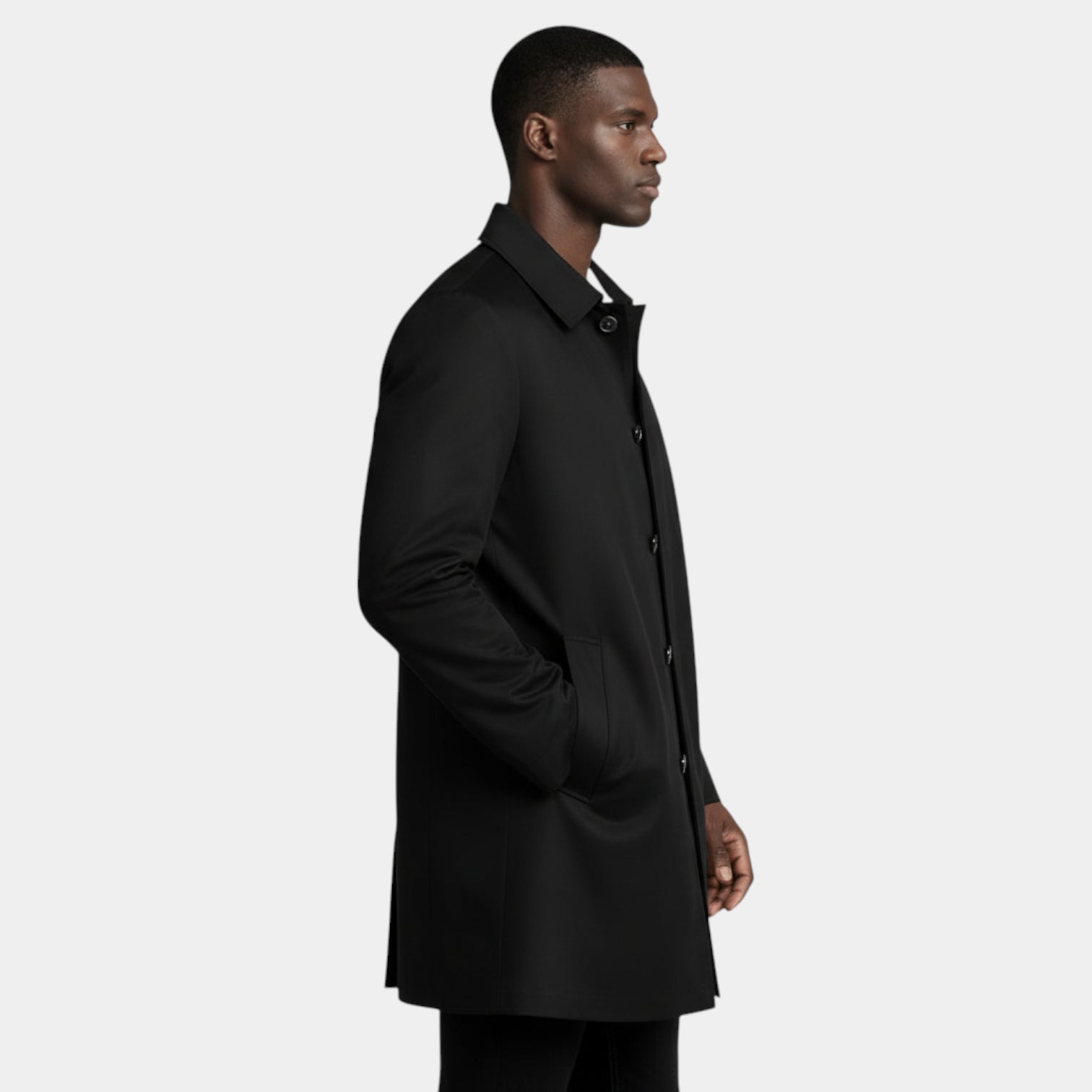 Button-Front Mid-Length Coat Regular Fit for Men
