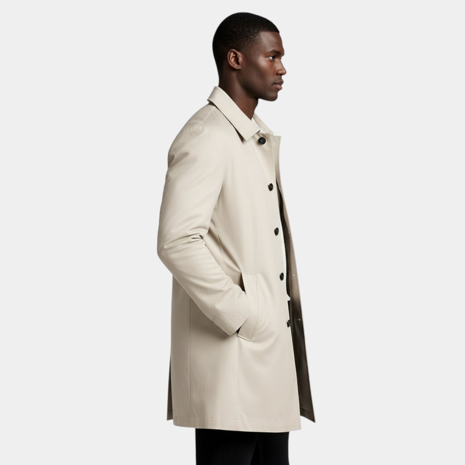 Button-Front Mid-Length Coat Regular Fit for Men