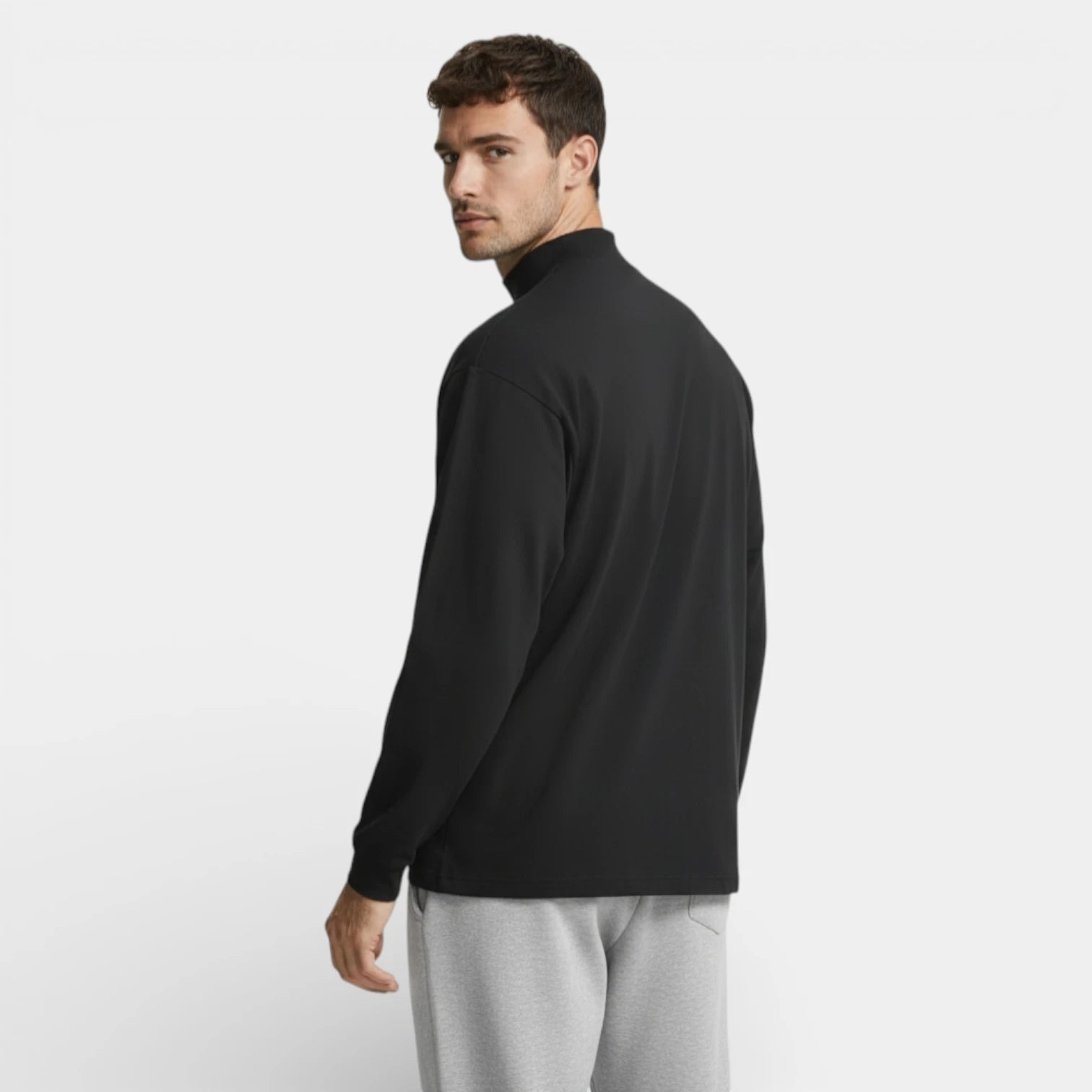 Mock Neck Long Sleeve Pullover Slim Fit for Men