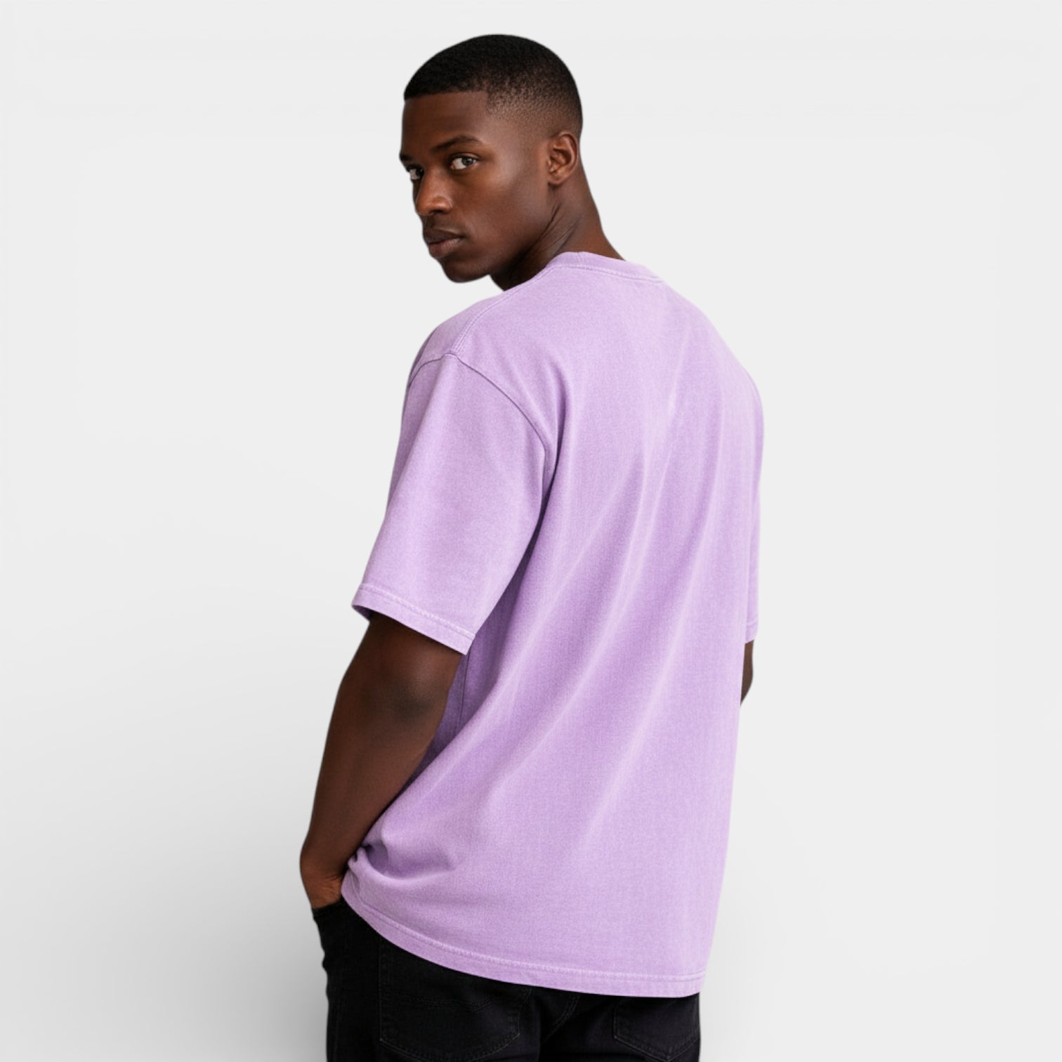 Washed Short Sleeve Pullover Tee Relaxed Fit for Men