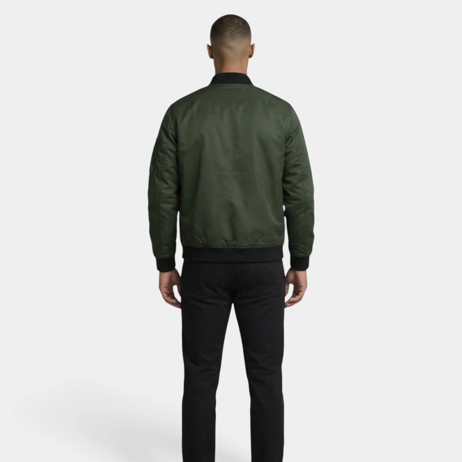 Slim Fit Zip-Up Bomber Jacket Ribbed for Men
