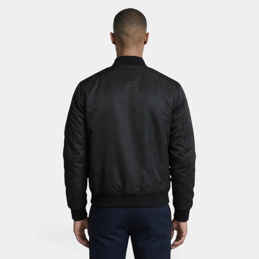 Slim Fit Zip-Up Bomber Jacket Ribbed for Men