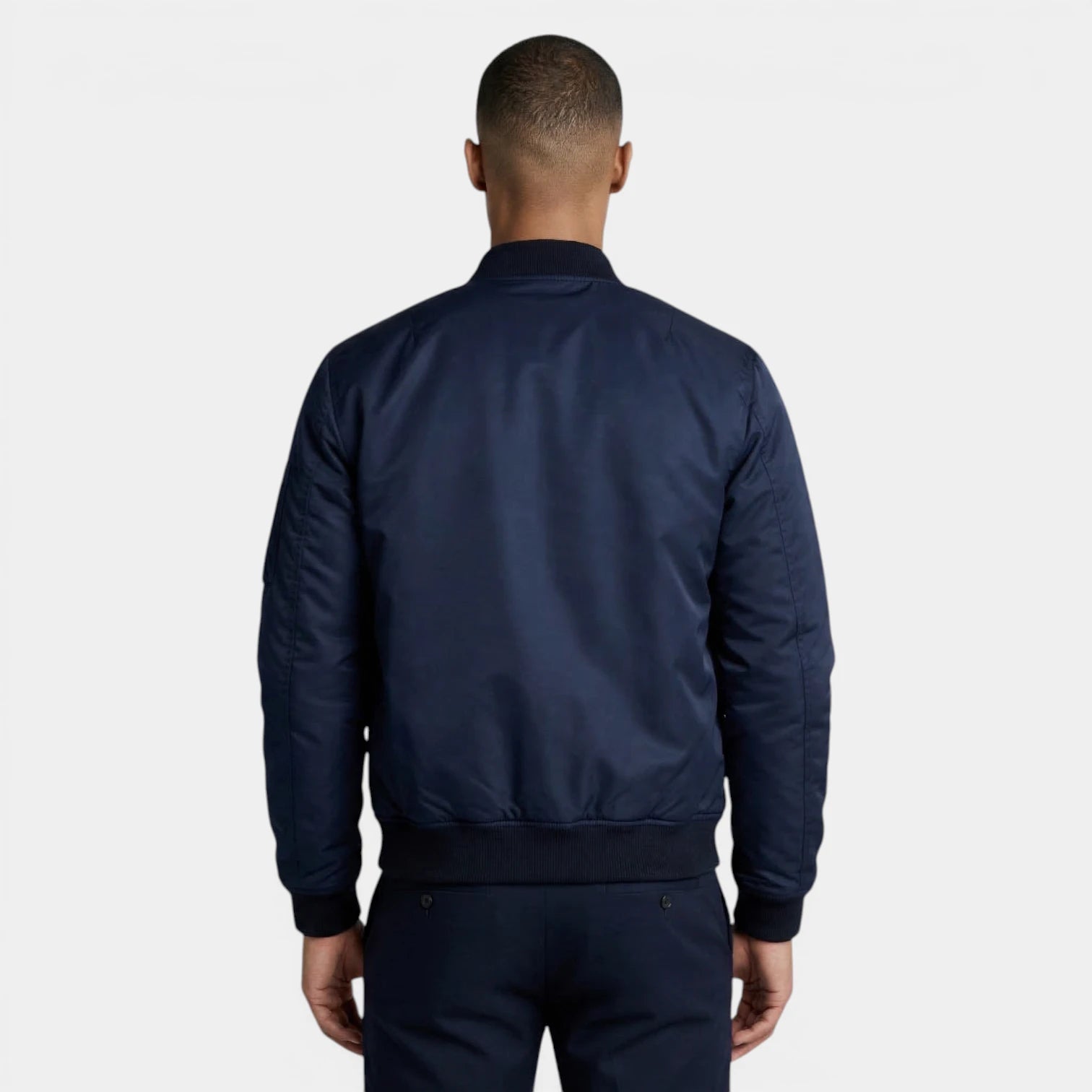 Slim Fit Zip-Up Bomber Jacket Ribbed for Men