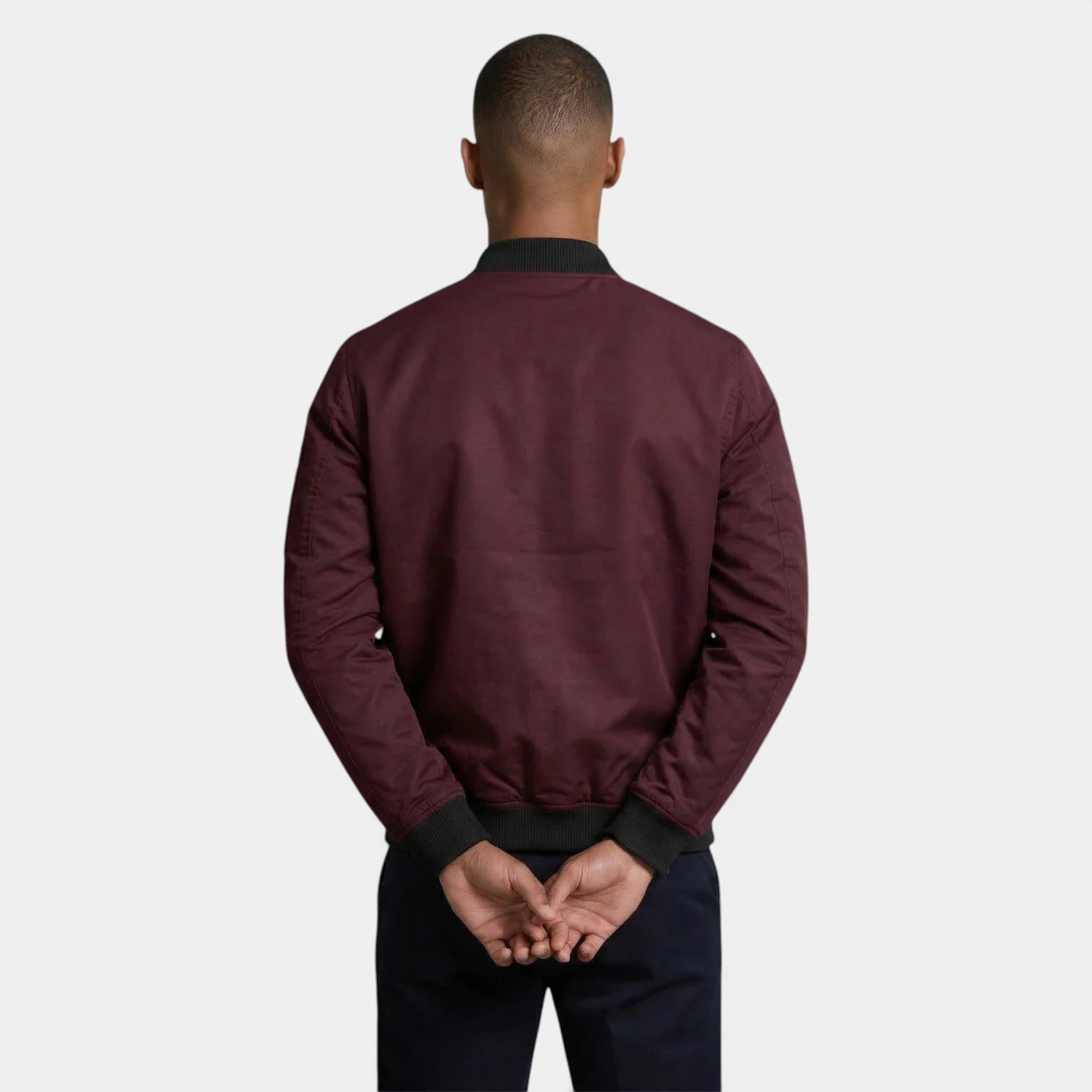 Slim Fit Zip-Up Bomber Jacket Ribbed for Men