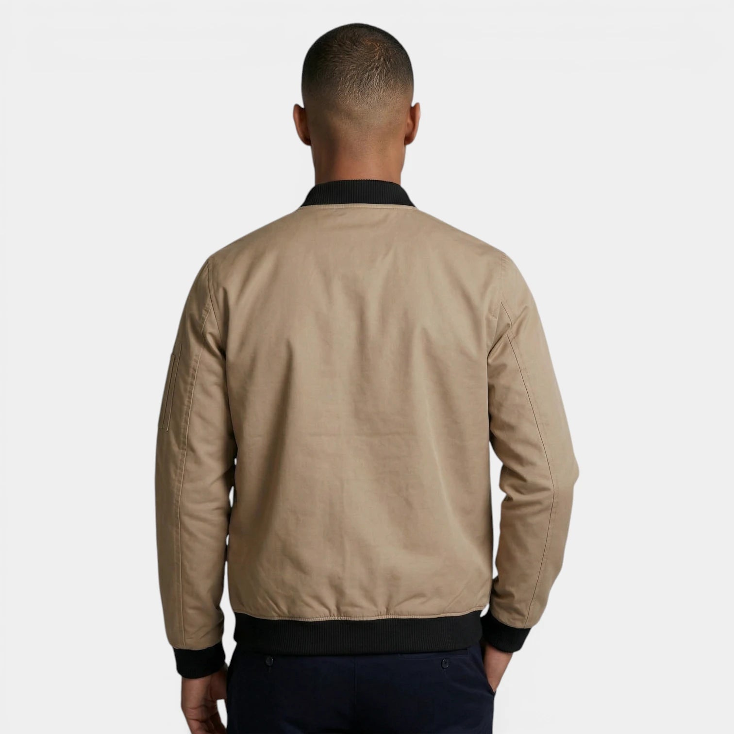 Slim Fit Zip-Up Bomber Jacket Ribbed for Men