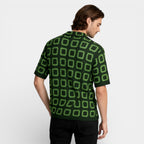 Short Sleeve Knit Shirt Square Pattern Button-Up for Men