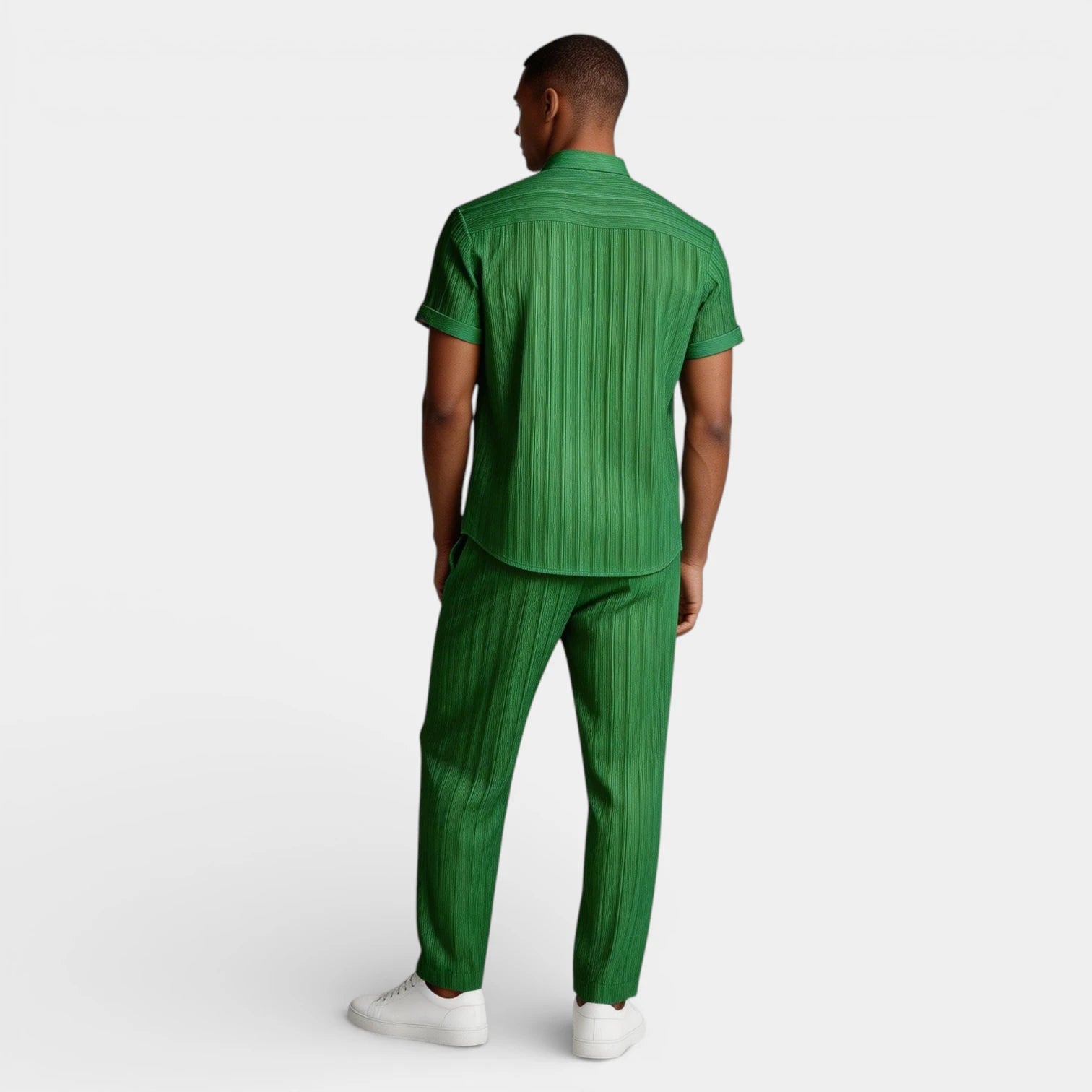 Button-Up Shirt Straight Leg Pants Two-Piece Set for Men
